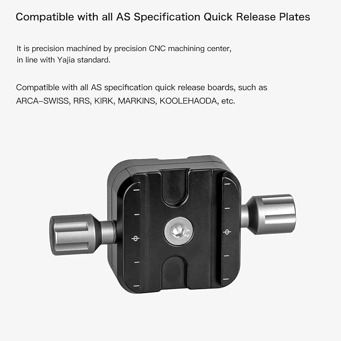koolehaoda QR-50B Quick Release Plate Clamp Double Clamp Adapter Compatible for Arca Swiss Plate RRS Rail Plate Nodal Slide Subtend