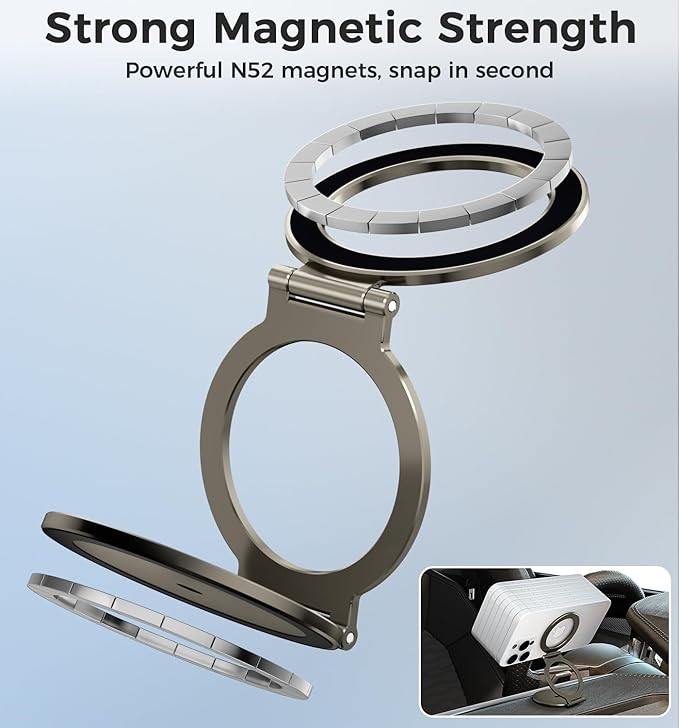 Dual Magnetic Phone Holder for MagSafe, 1/4" Screw Tripod Mount Adapter, Gym Magnet Phone Stand with Kickstand for iPhone 16 Pro Max 15 14 13 12 MagSafe Case Cell Phone