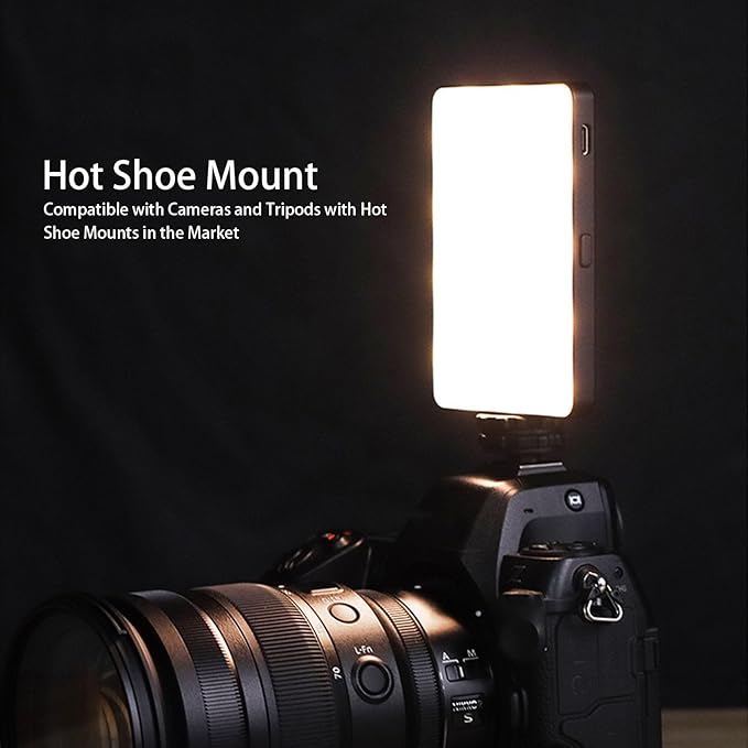 LED Light for Camera, 3000 to 9900K Dimmable Rechargeable On Camera Video Light with Hot Shoe for Phone, Tripod, Makeup, Live Streaming, Support Type C USB Power Supply