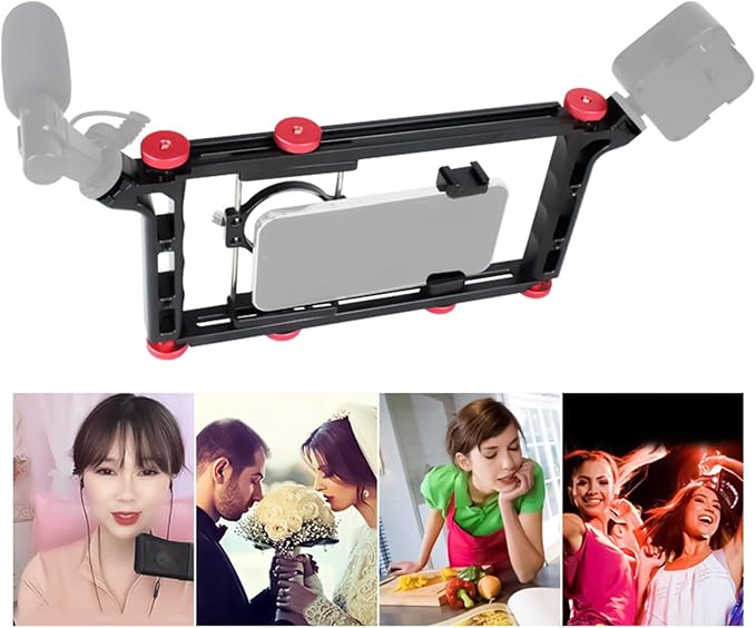 Smartphone Video Rigs Phone Cage for Cinematic Creation Live Streaming, Durability Aluminum Vlog Expanding Frame Phone Video Stabilizers
