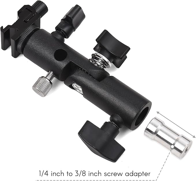 Camnoon Camera Flash Mount Speedlite Swivel Bracket Flash Stand Bracket with Cold Shoe Mount 1/4 Inch & 3/8 Inch Screw Hole Umbrella Mount Holder Flash Light Accessories