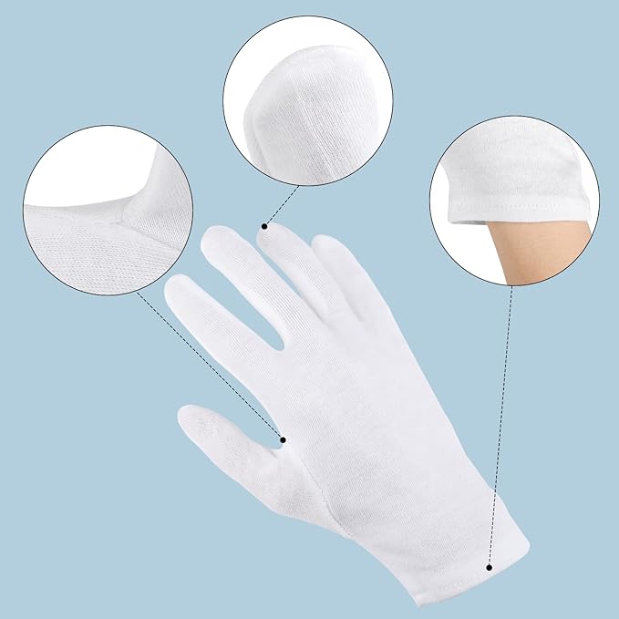 ENPOINT 5 Pairs Large Archival Photo Gloves, White Work Gloves For Handling Art Working Photography Men & Womens Cloth Gloves Liners Bulk for Handling Jewelry, Film, Photo, Coin Metal Inspection