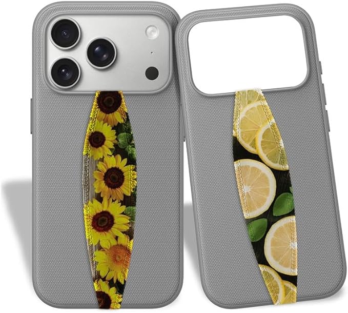 Switchbands Flower Phone Grip Strap – Reversible & Customizable Finger Holder for Phone Back, Wireless Charging Compatible, Detachable Phone Holder for iPhone & Android - Lemons & Sunflowers