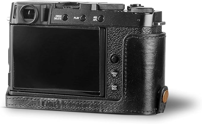 MegaGear Ever Ready Genuine Leather Camera Half Case Compatible with Fujifilm X Series X-E4, Black (MG1981)