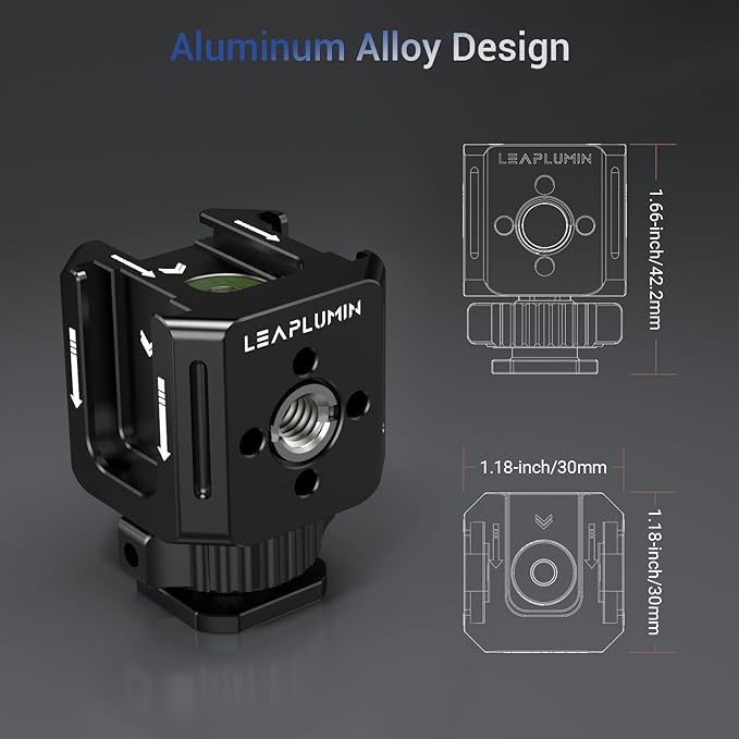 Triple Cold Shoe Mounts Adapter, 3/8'' Screw Hole to 1/4'' Screw Hole, Aluminum Alloy Hot Shoe Extension Bracke for DSLR Camera Flash Light, Monitor, Microphone-Black