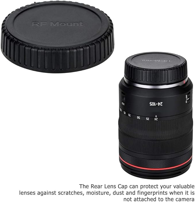 2 Pack RF Mount Body Cap Cover & Rear Lens Cap for Canon EOS R100 R50 R50V R8 R R1 R3 R5 R6 Mark II III R7 R10 RP Mirrorless Camera & RF Mount Lenses, with 2 Extra Hot Shoe Protective Covers Included