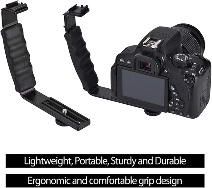 Flash Bracket, Camera Flash Mount Bracket Dual Hot Shoe Extension Bar Camera Accessories for Lights Monitors Microphones