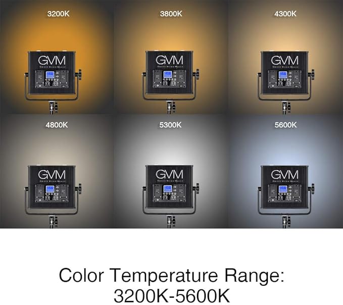 LED Video Light GVM 672S CRI97+ TLCI97+ 22000lux Dimmable Bi-color 3200K-5600K Light Panel With Digital Display For Outdoor Interview Studio Video Making Photography Lighting 3 pcs Kit