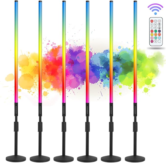 6Pack 4ft Portable 5000mAh Battery Powered RGB Tube Light with Case Handheld Color Neon Lights Bar Stand for LED Video Studio Light Stick Photography DJ Dance Party Stage Photo Booth Lighting