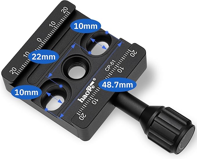 Haoge CP-51L 50mm Screw Knob Clamp Adapter Mount with Long Arm for Quick Release QR Plate Camera Tripod Ballhead Monopod Ball Head Fit Arca Swiss