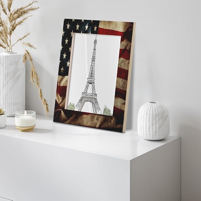11x14 Picture Frame American Flag Home Gallery Wall Tabletop Decor with Stand Hanging Hook for Photos Certificate Poster Collage Display-Vintage US Flag Frame