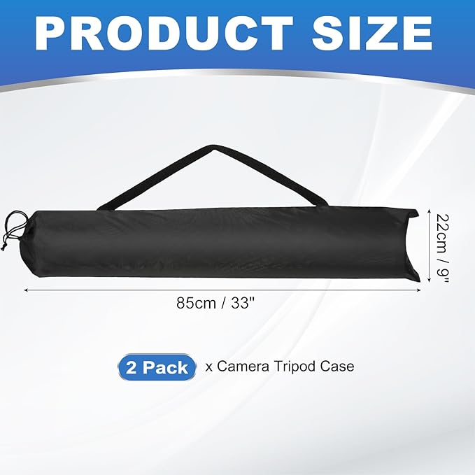 PATIKIL 33 x 9 Inch Tripod Carrying Case, 2 Pack Camera Tripod Carrying Bags Oxford Cloth Padded Bag for Camera Gear Mic Light Stand Sheet Music Photography Accessories, Black