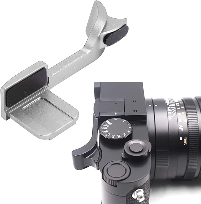 Dpofirs Aluminum Alloy Thumb Up Grip for Q2, CNC Machined Hot Shoe Hand Grip for Better Balance & OneHanded Operation (Gray)