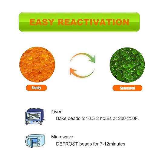 8LB Orange Indicating Silica Gel Desiccant Beads,Reusable Desiccant Silica Desiccant 3-5 mm for Electronic Devices, Camera, Jewelry, Safe