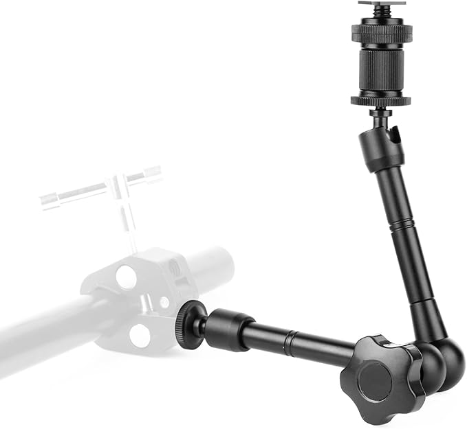 ChromLives 11'' Magic Arm, Articulating Magic Friction Arm Adjustable w/Hot Shoe Mount 1/4'' Tripod Screw Compatible with DSLR Camera Rig/LCD/DV Monitor/LED Lights/Flash Light/Microphone/DJI Osmo