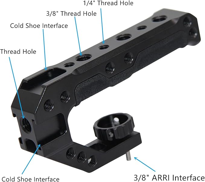 SUNLYTOUR Lightweight Camera Top Handle with 3/8" locating Pins for Camera Cage with ARRI Interface,Camera Top Handgrip with 3 Cold Shoe Interface to Mount Light/Microphone/Monitor