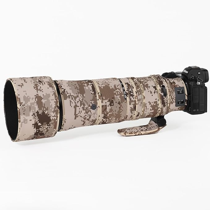 CHASING BIRDS Lens Camouflage Waterproof Coat for Nikon Z 180-600mm f/5.6-6.3 VR Rainproof Lens Protective Cover Version IV (Brown Grid, with 2.0X TC)
