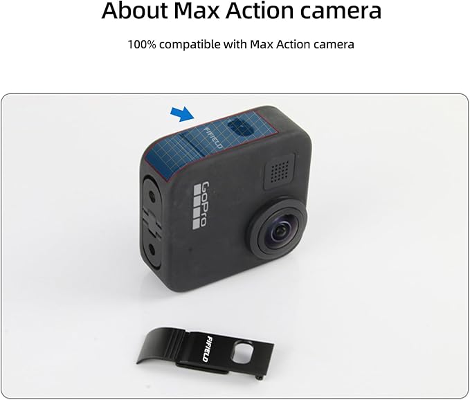 FIFIELD Aluminum Alloy Dustproof Battery Replacement Cover Door for GoPro Max Side Cover, Aluminum Alloy Charging Port Door with EVA Foam Battery Protector Replacement for GoPro Max Action Camera