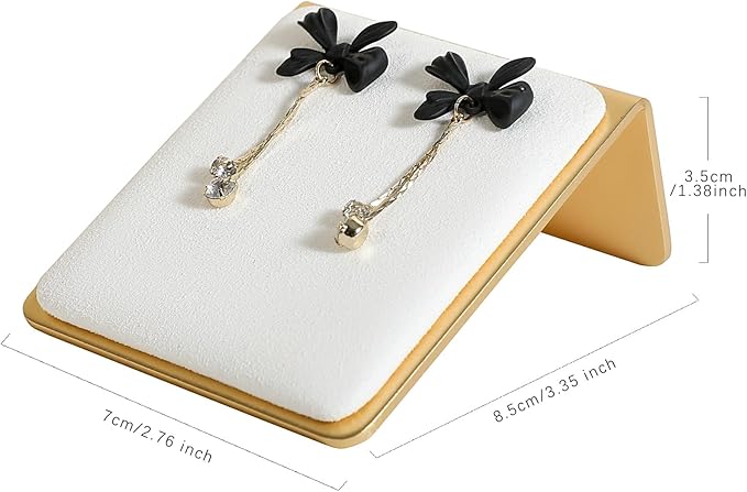 GemeShou Velvet earring display stands for selling, White earring holder, Gold Jewelry studs organizer【White】