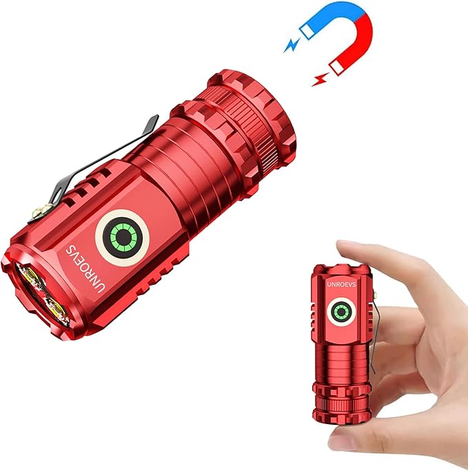 LED Mini Flashlight with Magnet,Super Bright Small Pocket Flashlight,5 Modes USB C Rechargeable, IPX6 Magnetic Flashlight for EDC Camping Outdoor.