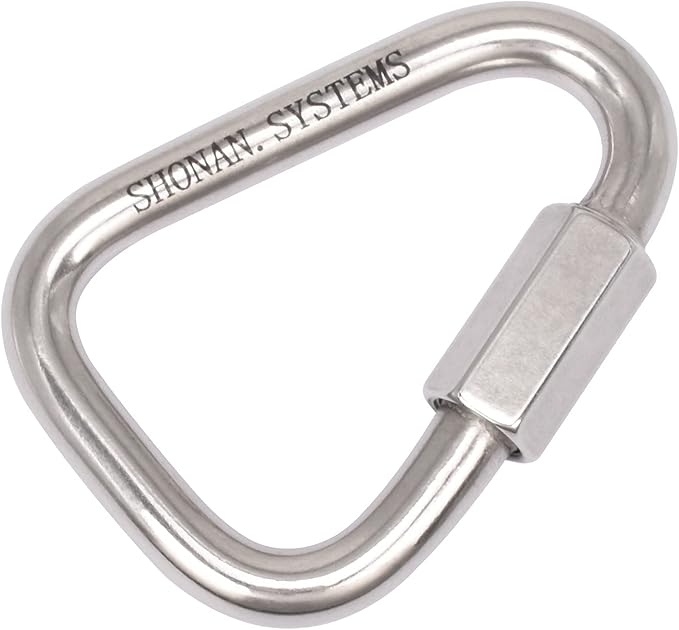 SHONAN Delta Quick Link Large Stainless Steel 4.1 Inch Triangle Chain Links Heavy Duty Triangle Carabiners Marine Grade, 1 Pack, 2517 Lbs Capacity