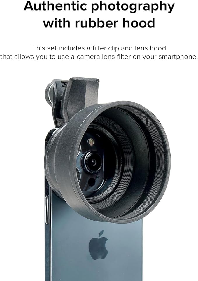 EXAPRO Filter Clip & Lens Hood Kit, Lens Accessory for Smartphone, forφ49mm Camera Lens Filter, Included Hood for Reduction Reflection of Glass, Compatible with iPhone/Android Smartphone, EXP-LH-01
