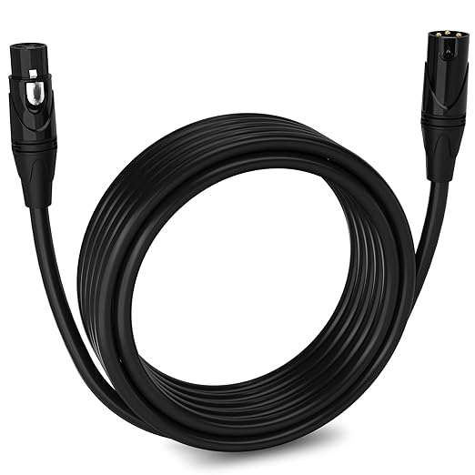 LyxPro 20 Feet XLR Microphone Cable Balanced Male to Female 3 Pin Mic Cord for Powered Speakers Audio Interface Professional Pro Audio Performance and Recording Devices - Black