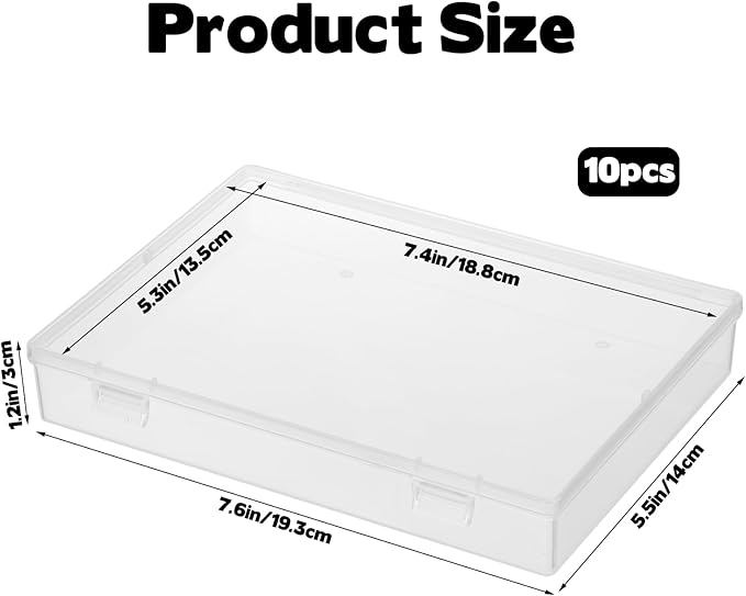 Rainmae 5" x 7" Photo Storage Box, 10 Pack Extra Large Photo Boxes, Acid-Free Photo Storage Containers, Seed Organizer Craft Storage Box for Pictures, Tasks, Scrapbooking, Stationery Storage, Clear