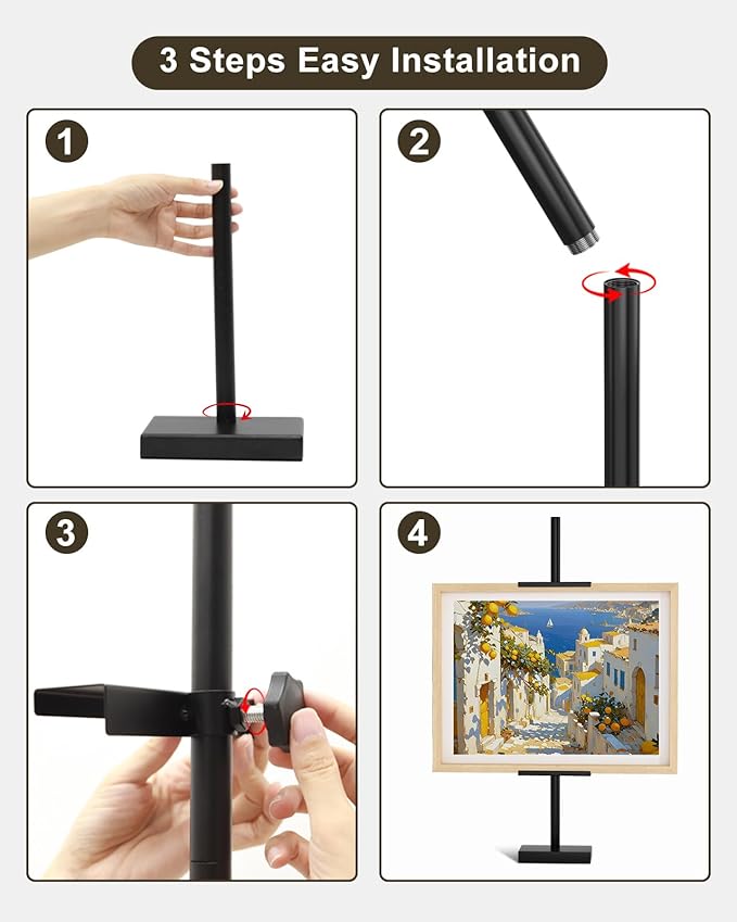 Adjustable Tabletop Easel Stand, Picture Easels for Display Up to 29" H, Metal Picture Frame Holder Stand Table for Art, Photo (Black)