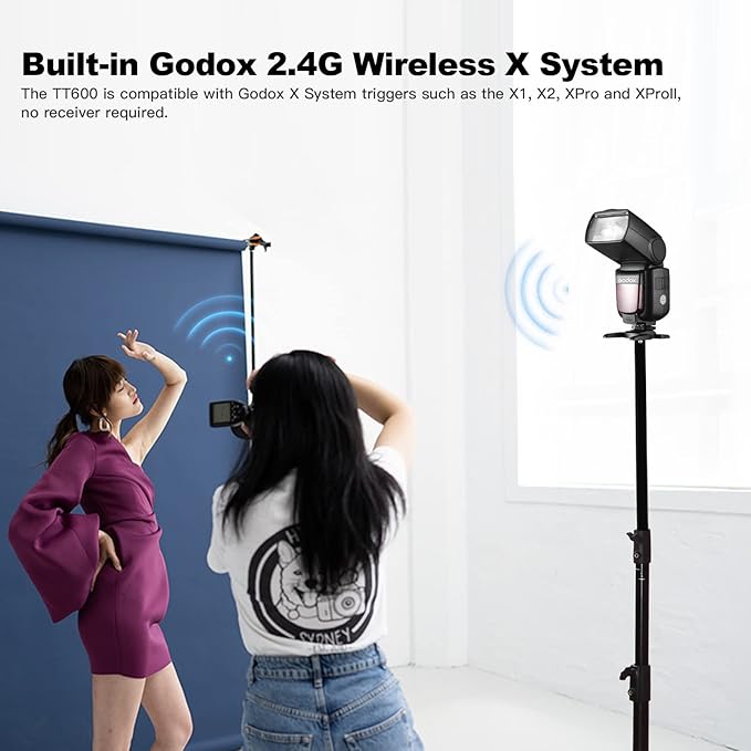 Godox TT600 GN60 2.4G 1/8000s Camera Flash Speedlite, 230 Full Power Flashes, 0.1-2.6s Recycle Time, Compatible for Canon, Nikon, Pentax, Olympus and Other DSLR Cameras with Standard Hotshoe