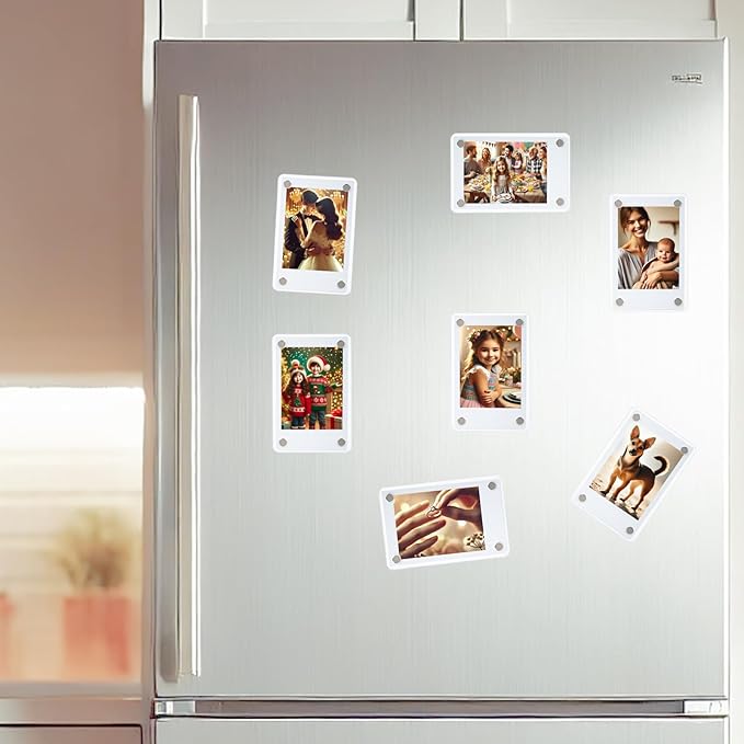 lengnoyp 15 Packs Polaroid Magnets Frame for Refrigerator, Acrylic Fridge Magnetic Picture Frame, Mini Photo Frames, Instax Clear Picture Magnet Display Frame 2.36 X 3.54 Inches