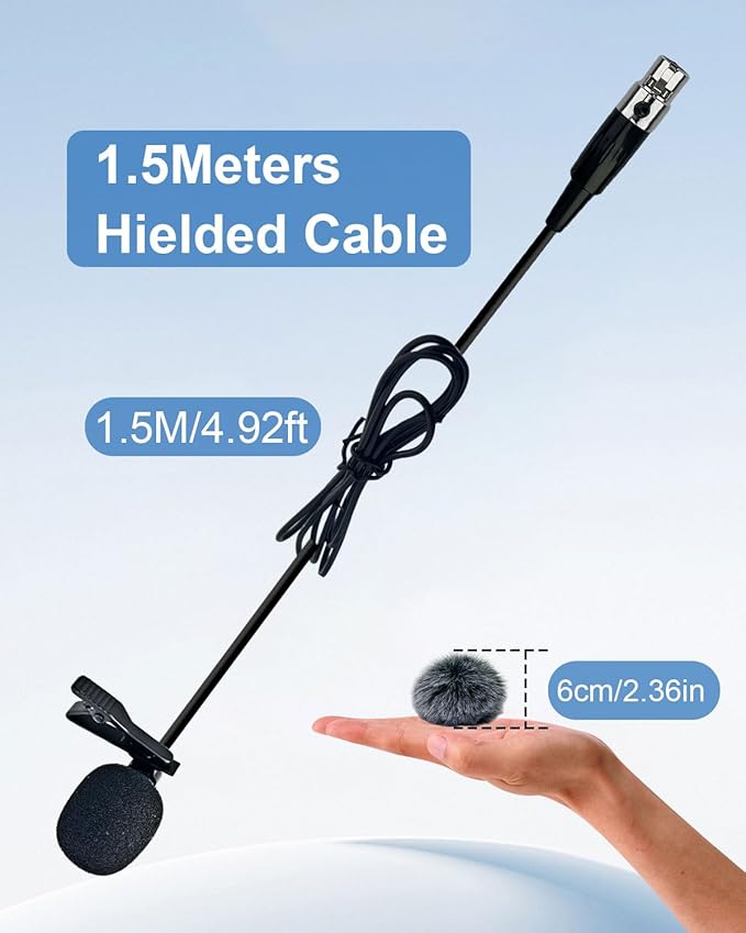 TA3F Plug Lavalier Lapel Microphone for AKG Wireless Transmitter, 1.5M Wired Unidirectional Condenser Mic for YouTube, Lectures, Living Performance - Mini XLR TA3F Plug, Black