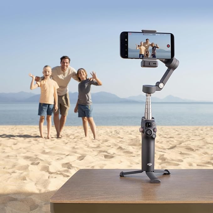 DJI Osmo Mobile 7P Gimbal Stabilizer for iPhone, Android, Native Tracking, Lighting, 3-Axis Phone Gimbal, One-Tap Edit, Built-in Extension Rod & Tripod, 10hrs Use, Phone Charging (Renewed)