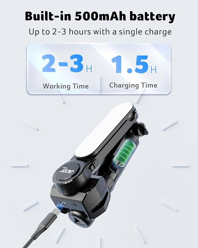 acer Gimbal Stabilizer 1Axis for iPhone/Cell Phone/Smartphone/Android with Remote Control&Light, Portable Gimbal Tripod Auto Balance Handheld Selfie Stick for Video Recording, Vlogging, Live Streaming
