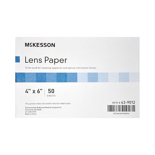 McKesson Lens Cleaning Paper for Glasses, Eyepieces, Optical Instruments - Thin Lens Paper for Microscopes, Cameras - 4 in x 6 in, 12 Count