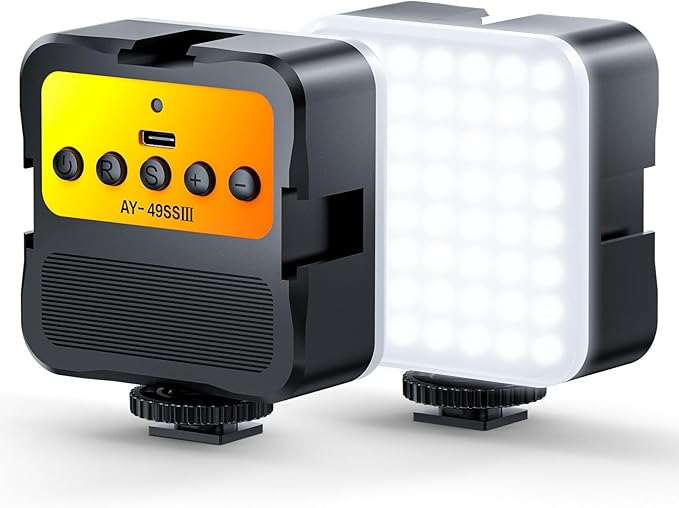 Cold Shoe Camera Light: Color LED Video Light- 3200K-5600K+CRI95 Rechargeable Camera Light, 3 Cold Shoe Mount for DSLR/GoPro/Sony/Canon, Vlog Filming TikTok Live & Photography