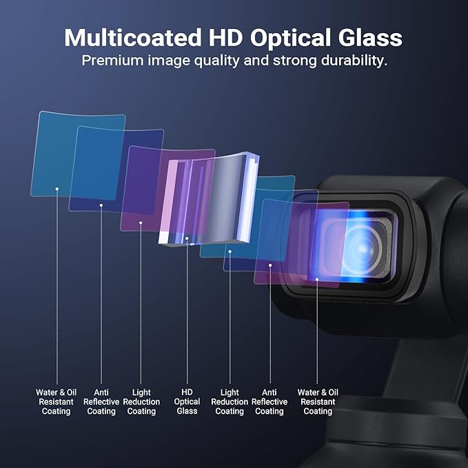 NEEWER 1.2X Blue Anamorphic Lens Compatible with DJI Osmo Pocket 3 Creator Combo Accessories, HD Optical Glass Magnetic Widescreen Blue Streak Effect Lens + 2X Tempered Glass Screen Protector, LS-85