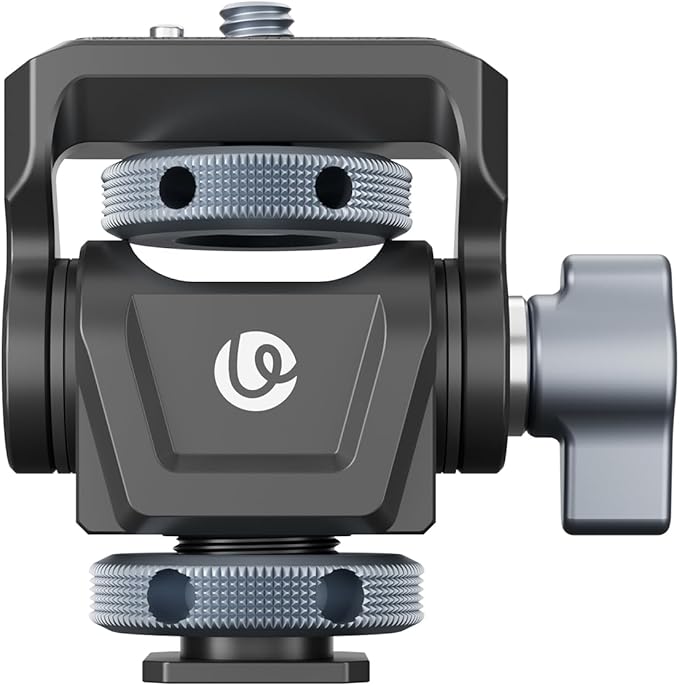 ULANZI CO82 Camera Monitor Mount with Cold Shoe, Universal 1/4" Mount for 5" & 7" Camera Field Monitor, Bouncy Locating Pins, Anti-Twist Swivel 360° and Tilt 180° Angle Adjustable Holder