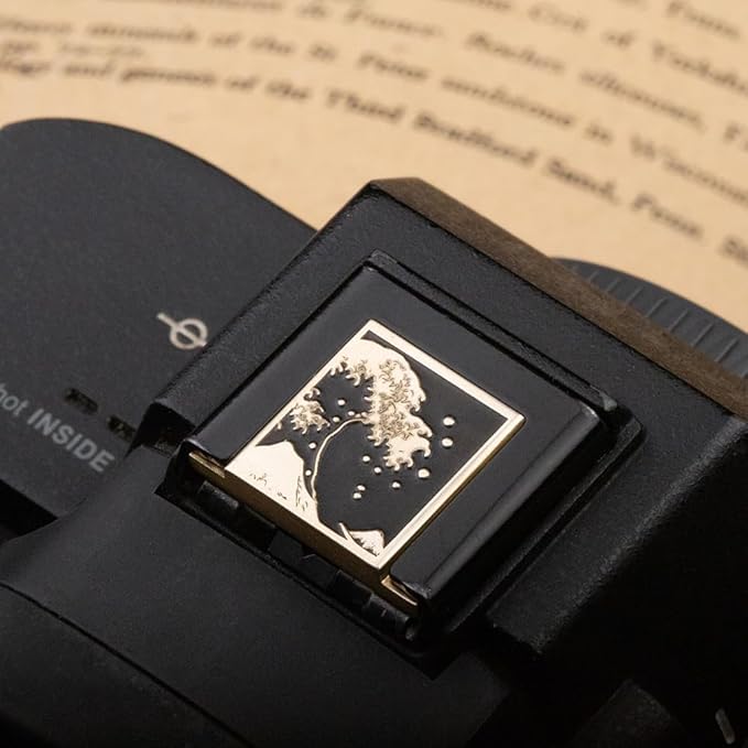Kanagawa Wave Pattern Camera Hot Shoe Cover Shutter Button for Sony A1 A7C A7CR A7CII A7R A7M2 A7M3 A6700 A6600 A6500 A6400 A6300 (Copper Alloy-Hot Shoe Cover)
