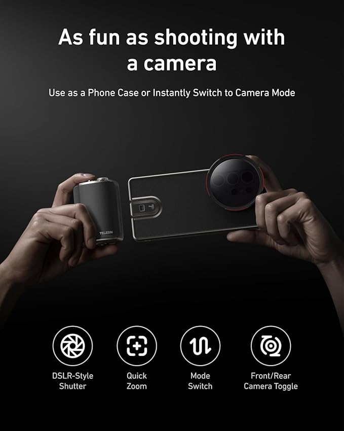 TELESIN Fun Shot Mastergrip Phone Camera Grip Photography Kit (Grip + Phone Case + 67mm VND Filter Lens) for Samsung Galaxy S25 Ultra, Comfort Ergonomic Professional Master Handle Holder