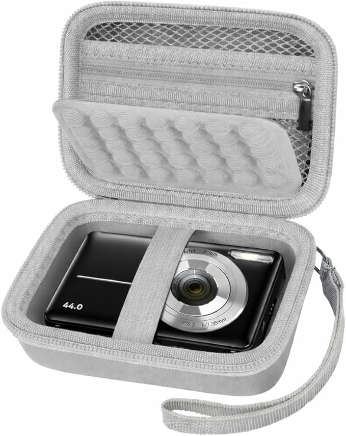 Digital Camera Case for CAMKORY/for Kodak Pixpro/for VAHOIALD/for Sony DSCW800 830/ for Canon PowerShot 180 190. Kids Vlogging Cameras Storage Holder for Accessories (Box Only)-Grey