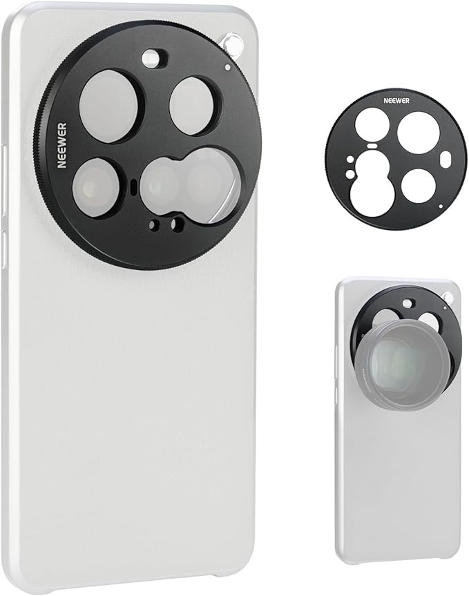 NEEWER 15 Ultra Lens Backplate, Aluminum Alloy 17mm Thread Phone Lens Adapter Holder for Main & Telephoto Cameras, Compatible with Xiaomi 15 Ultra Original Phone Case, PA111 (Black)