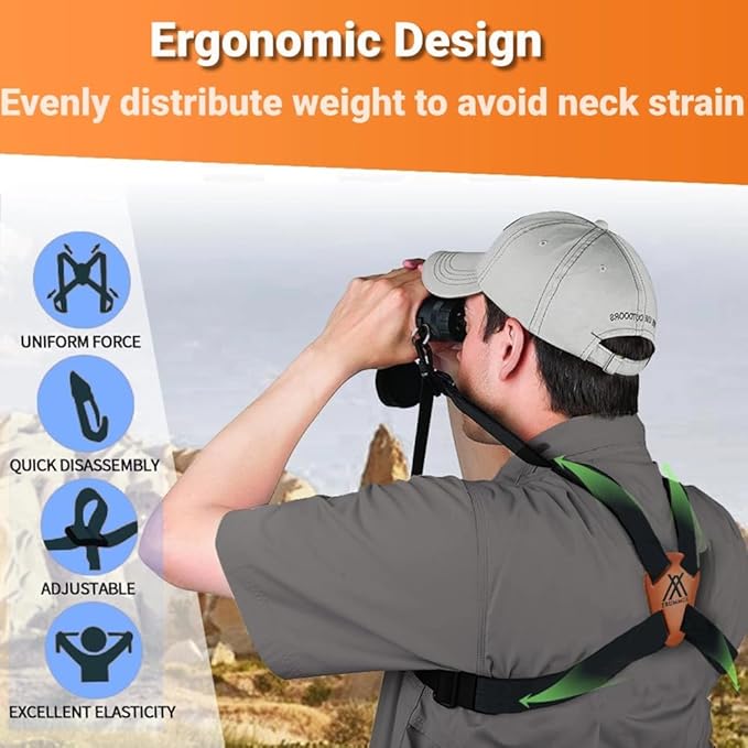 Trummul Binocular Harness Strap Best Chest Harness Strap for Hunters Photographers and Golfers (Black)