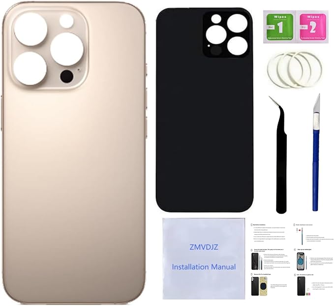 16 Pro Max Back Glass Replacement for iPhone 16 Pro Max Back Cover Glass (Desert Titanium, 6.9 inches) with Pre-Installed Tape +Installation Instruction + Repair Tools (Desert Titanium)