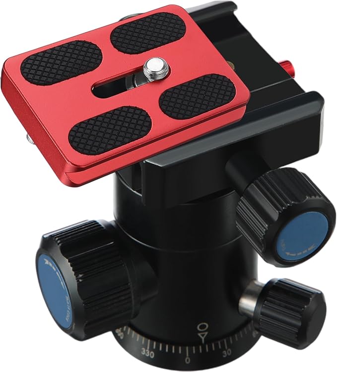 Frienda 2 Pieces Metal Quick Release Plate with 1/4''-20 Camera Screw Tripod Mount Plate Fits Standard for DSLR Camera Tripod Ball Head(Red,Pu50)