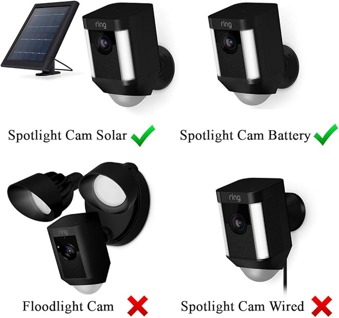 Silicone Skin Case Cover Compatible with Ring Spotlight Cam Battery or Solar (1st Generation), Offer Sun Glare UV Weather Protection & Disguise Spot Light Security Camera - Black