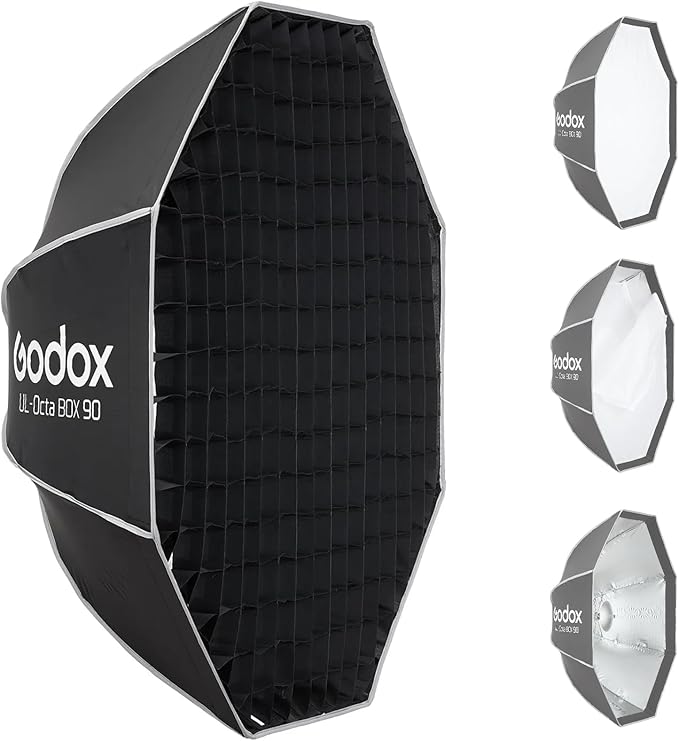 Godox Octa-90 35" Octagonal Softbox with Bowens Mount, 90cm Octa Portable Foldable Quick Release Soft Box with Grid, Diffuser for Godox SMALLRIG/Neewer/Aputure
