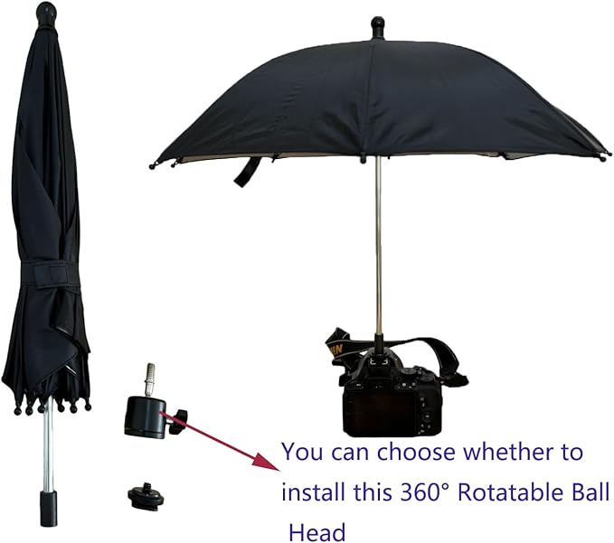 360° Swivel Camera Umbrella with Hot Shoe,Camera Sun Shade,Camera Rain Cover (Large-50cm)
