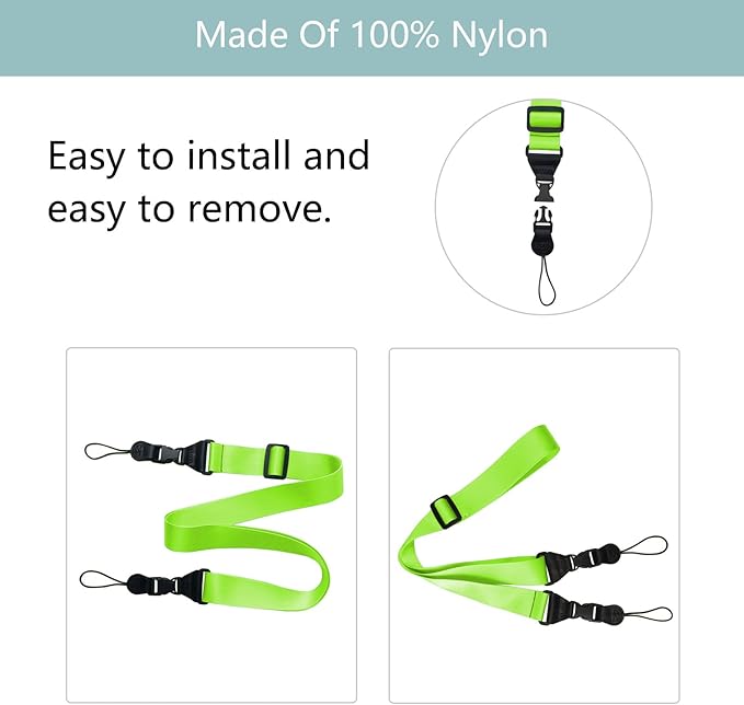 3 Pack Adjustable Shoulder Strap:Comfortable for iPad Strap Nylon Neck Lanyard for iPad/Samsung Tablet Case,Camera Binocular Crossbody Laptop Luggage Bag(Fluorescent Green)