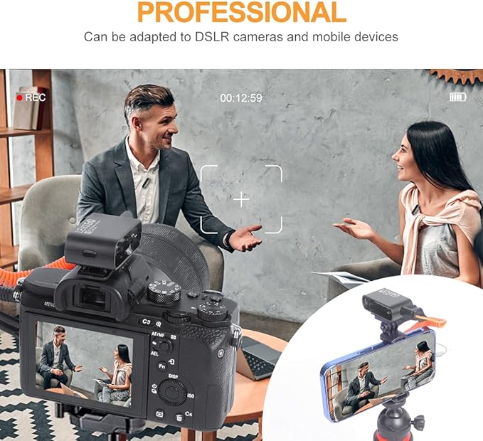 LENSGO Wireless Lavalier Microphone 2.4G Hz Dual Professional Lapel Mics,Wireless Mic Plug-Play, Lapel Microphone for Video Recording Interview Conference Podcast Vlog YouTube TikTok